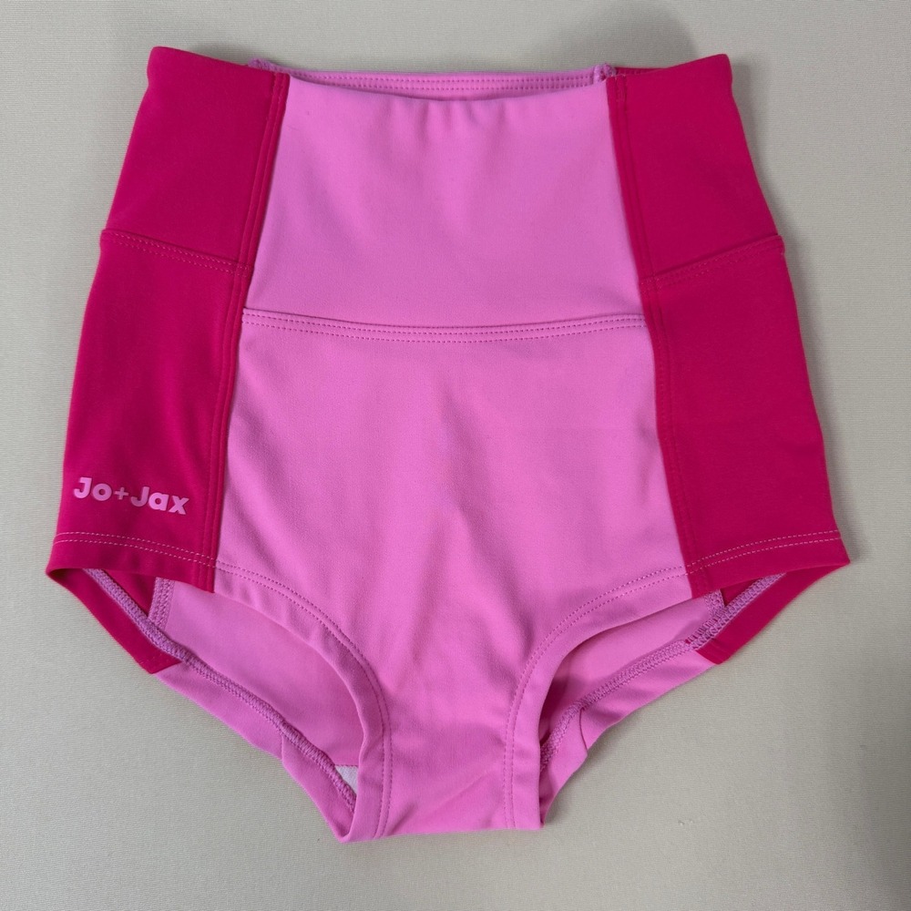 Jo+Jax Dance Briefs Kids Youth Small YS Pink Colorblock High Waist Excellent